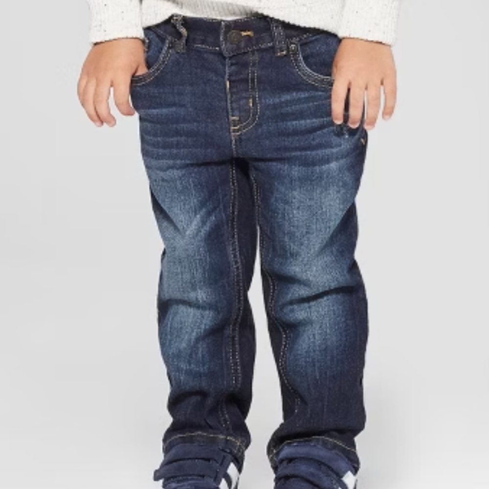 Cat & Jack Toddler Boys Dark Wash Straight Jeans 18M Stretch